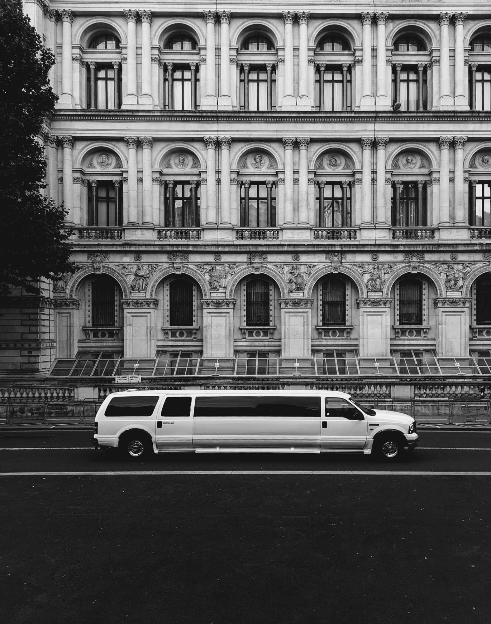 Classic stretch limousine in black and white